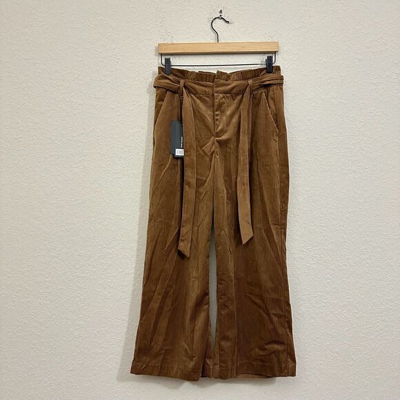 NWT VERO MODA Londyn Paperbag Corduroy Culottes Belted in Camel Tan Preppy - Picture 1 of 16